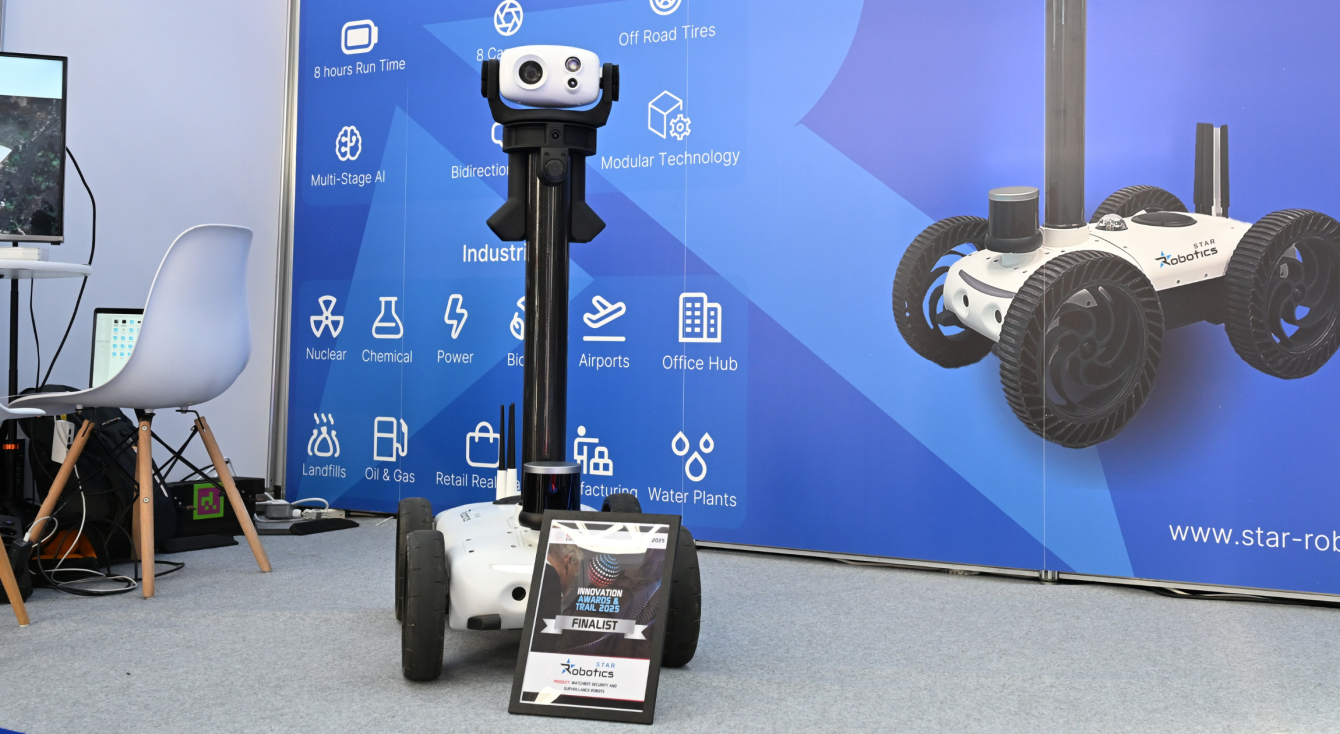 Watchbot by Star Robotics showcased at the International Security Expo 2025 in London, celebrating European excellence in security robotics innovation.